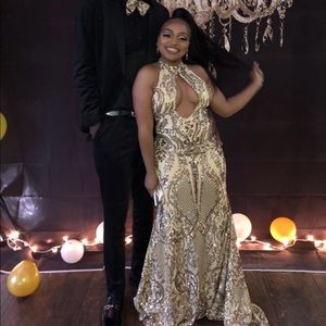 Gold sequin prom dress